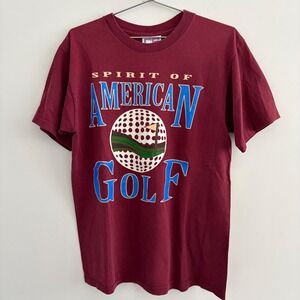 Vintage Crable Sportswear Spirit of American Golf T Shirt Maroon Medium